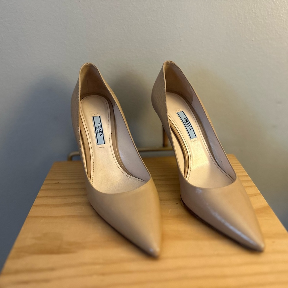 Prada Nude Pointed-Toe Heels